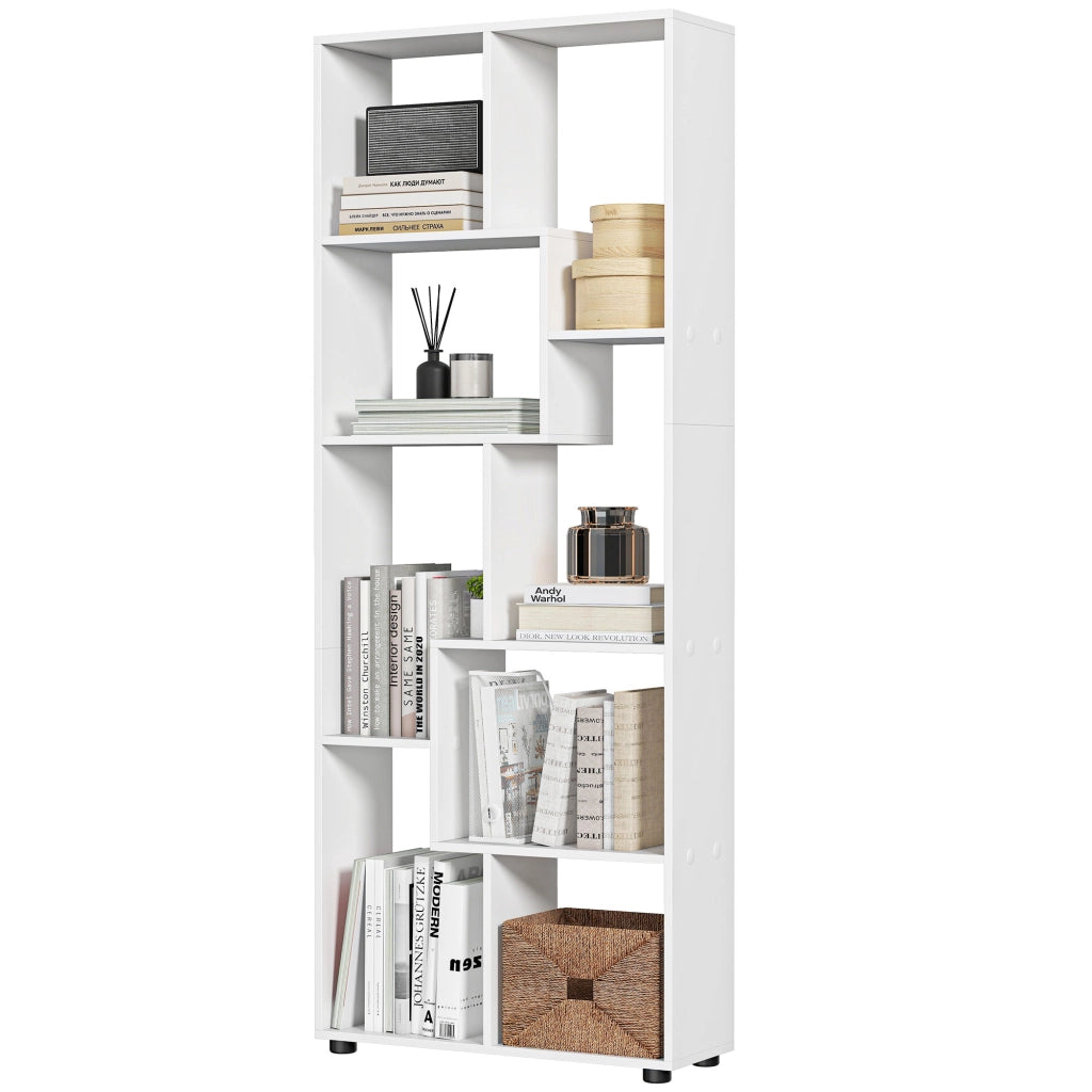 Libreria design zig zag moderno ¨C zephmum ¨C bianco truciolato 70x24x178