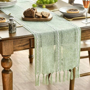Decorazione da tavola con pinnacoli in verde smeraldo per stile country, decorazione da tavola, 33x243 cm