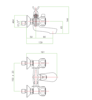 SERIE DORIA GRUPPO VASCA ATTACCO 1/2 RUBINETTO