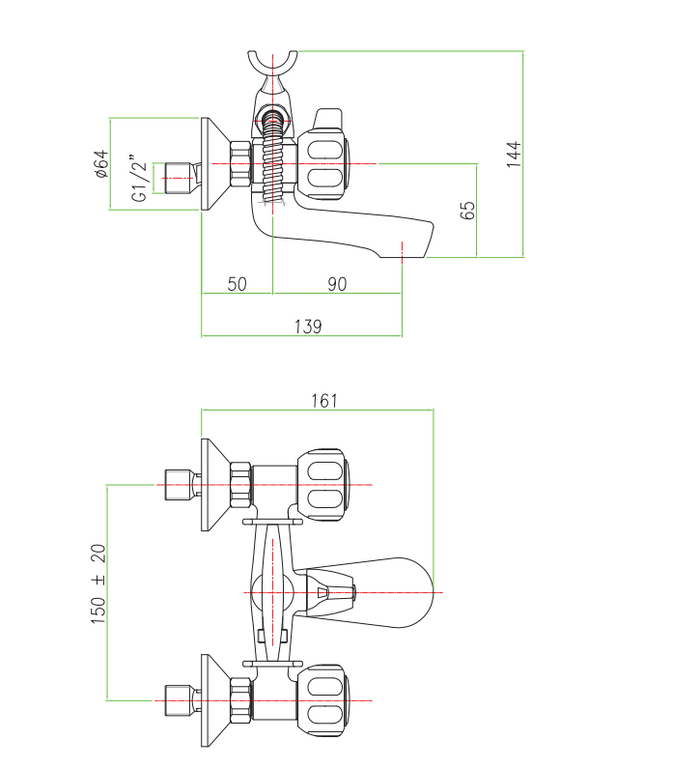 SERIE DORIA GRUPPO VASCA ATTACCO 1/2 RUBINETTO