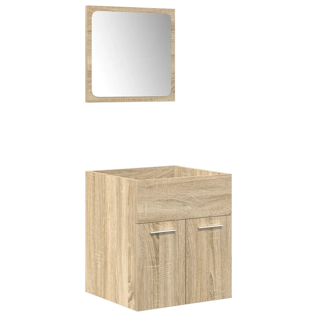 Set Mobili da Bagno 4 pz Rovere Sonoma in Legno Multistrato