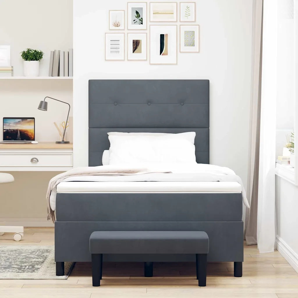 Letto a molle con testiera Grigio scuro 190 x 120 cm Velluto 3344499