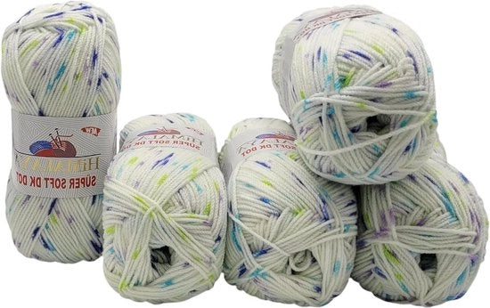 Gonna Soft 100% Acryl a Coste con Disegno a Punti e Strisce Multicolore per Effetto di Colori (Wit Blu Verde ua 76007)