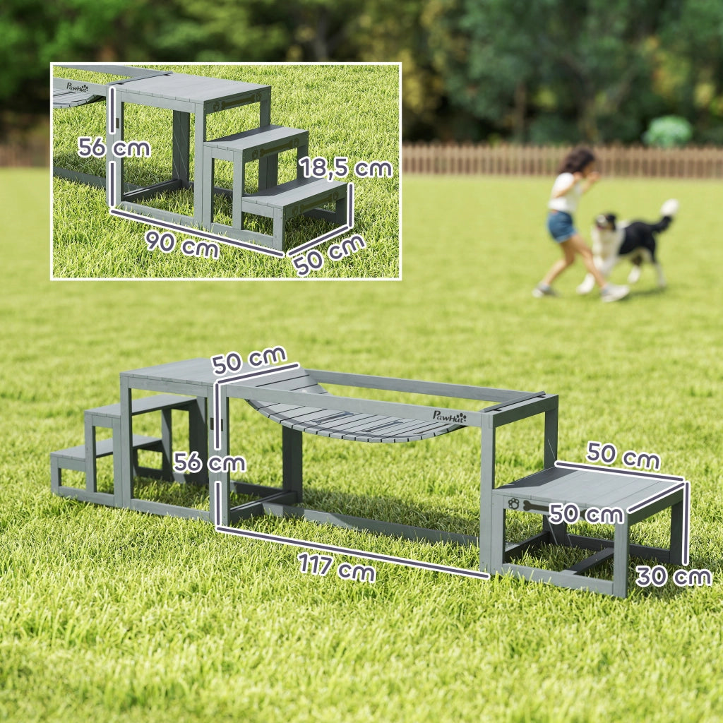 Kit Agilit¨¤ per Cani 3 Pezzi ¨C zephmum ¨C Legno Massello Grigio