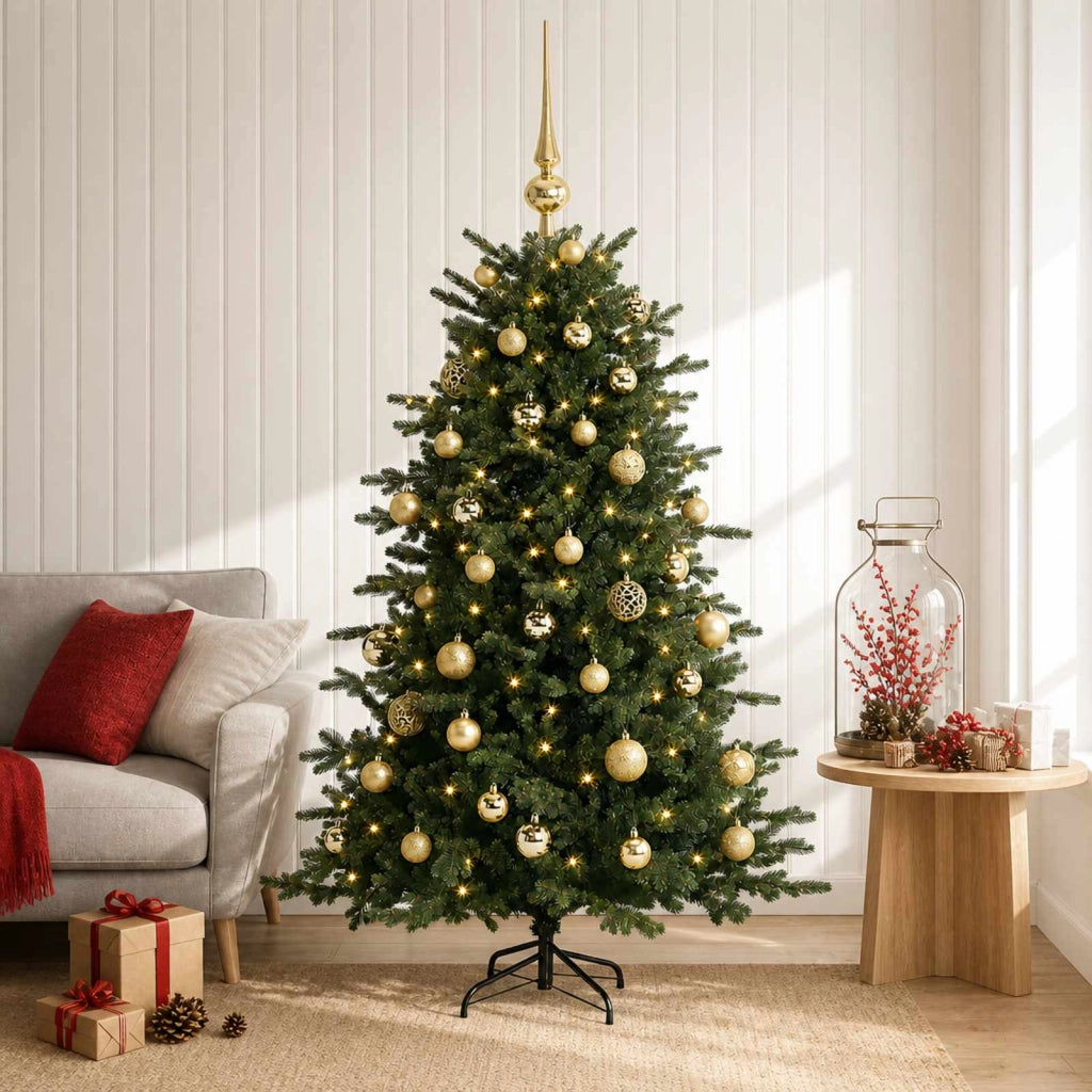 Albero di Natale artificiale con palline 120 cm 150 LED 3465693