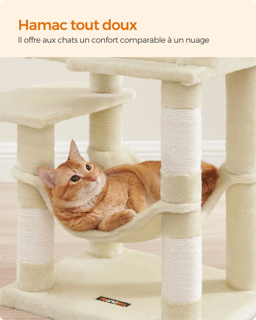 Albero per gatti amaca torre gioco 143 cm grigio beige 12_0003855