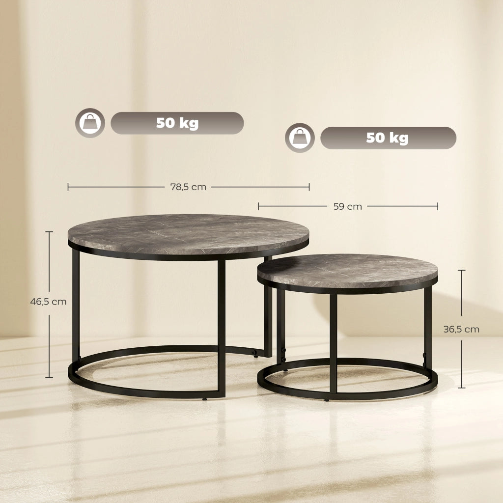 Tavolino da caff¨¨ gigogne ¨C zephmum ¨C grigio metallo effetto cemento