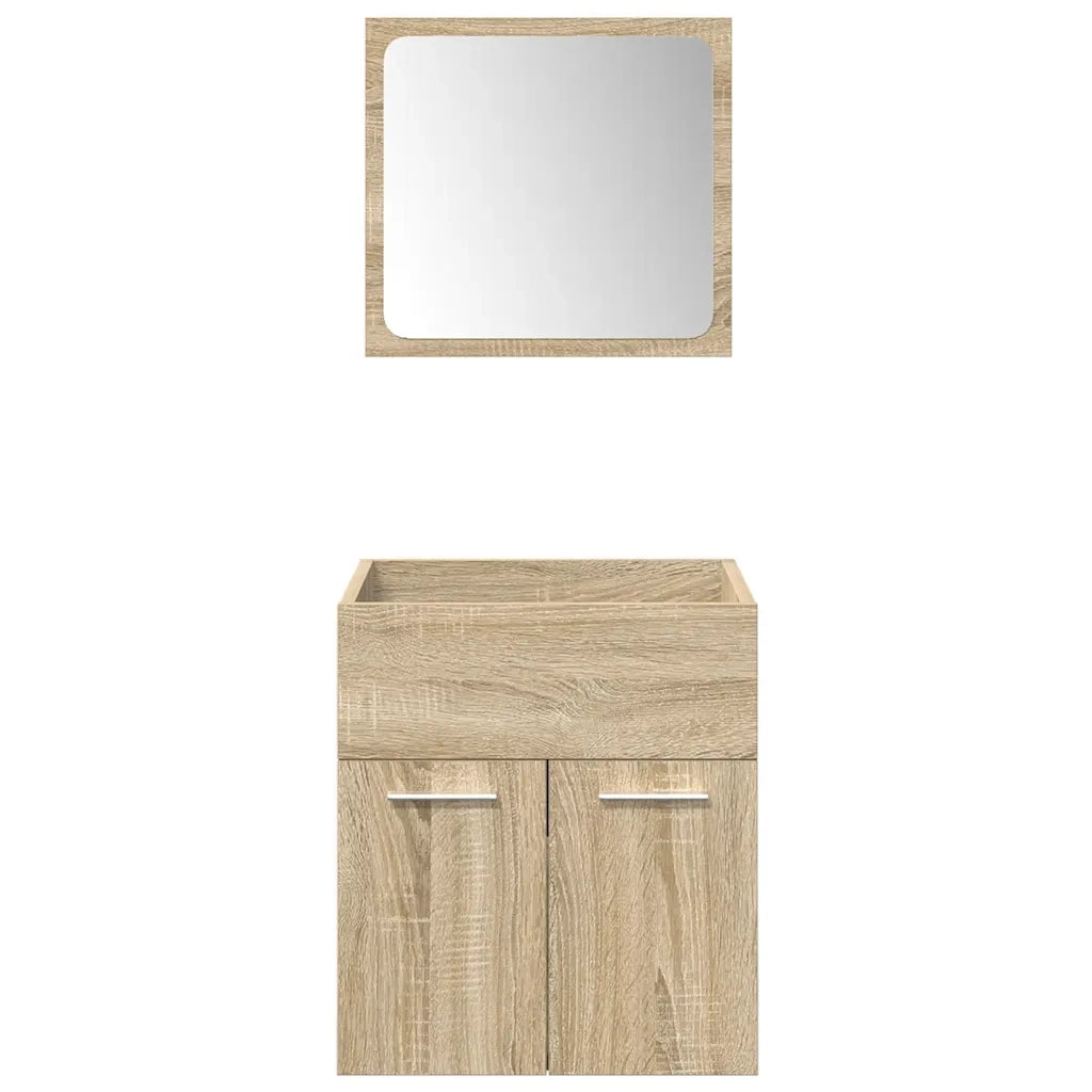 Set Mobili da Bagno 4 pz Rovere Sonoma in Legno Multistrato