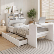Letto singolo 90x200 cm con tavolo pieghevole e cassetto