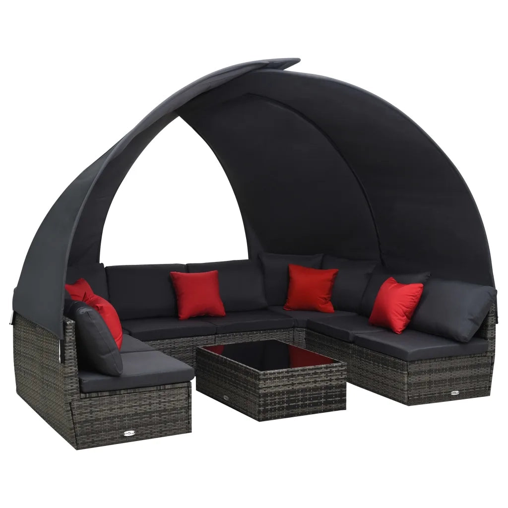 Set Divano Giardino 9 pz e Baldacchino in Polyrattan Antracite cod mxl 40475