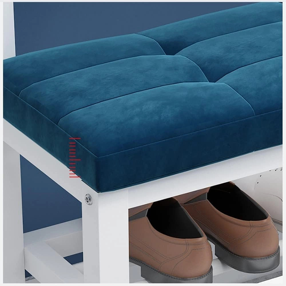 Appendiabiti in Metallo con Panca per Scarpe, 11 Ganci e 2 Ripiani per Scarpe, Moderno Organizer per Ingresso Industriale per corridoi, soggiorni, Facile da Montare, 100 x 30 x 172 cm
