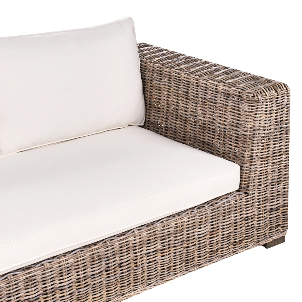 Divano ad angolo da giardino in rattan naturale 3 posti in vimini intrecciato Stile tradizionale