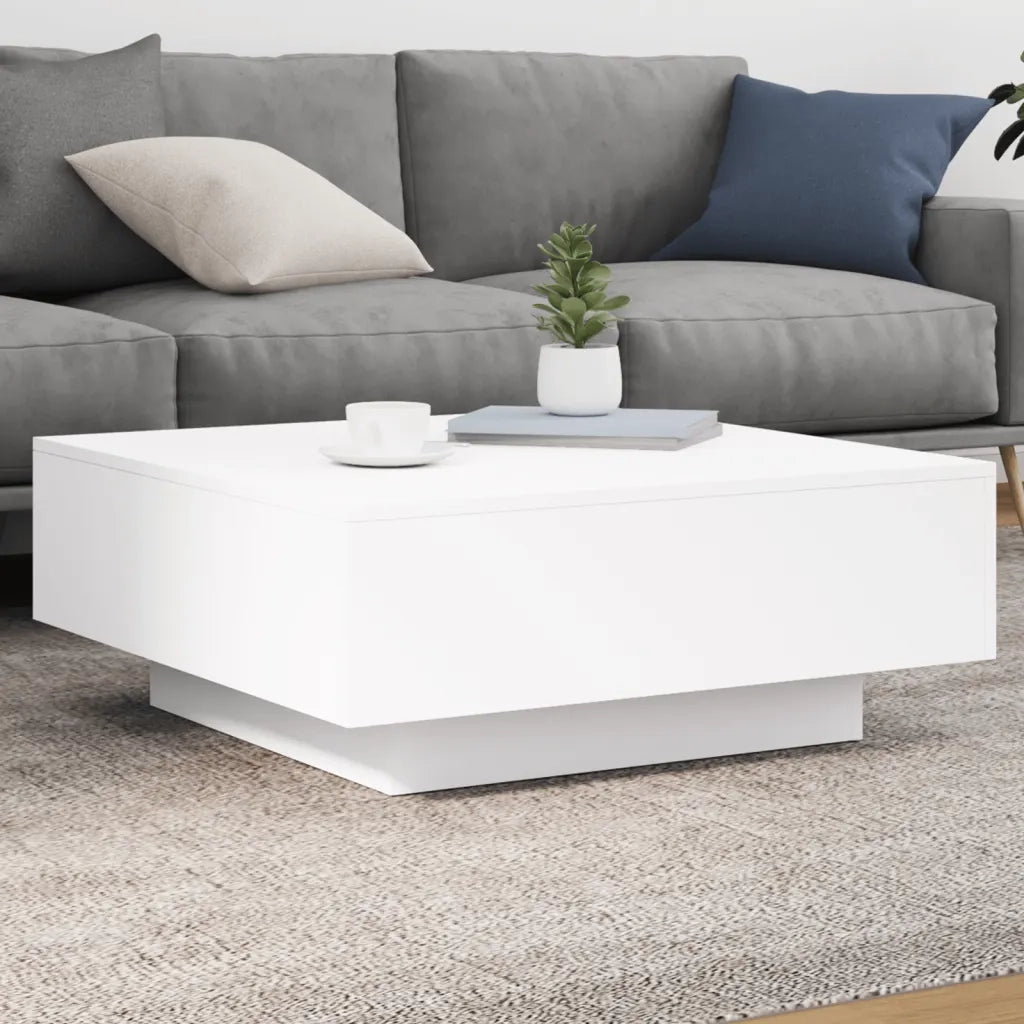 Tavolino da Salotto-Tavolino da soggiorno-Tavolo Bianco 80x80x31 cm in Legno Multistrato 292434