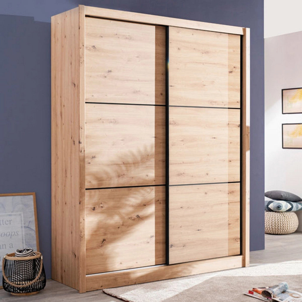Armadio Camera da Letto Faedis, Guardaroba Grande Appendiabiti, 166x215.5h cm Marrone Rovere Nodi