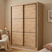 Armadio Camera da Letto Faedis, Guardaroba Grande Appendiabiti, 166x215.5h cm Marrone Rovere Nodi