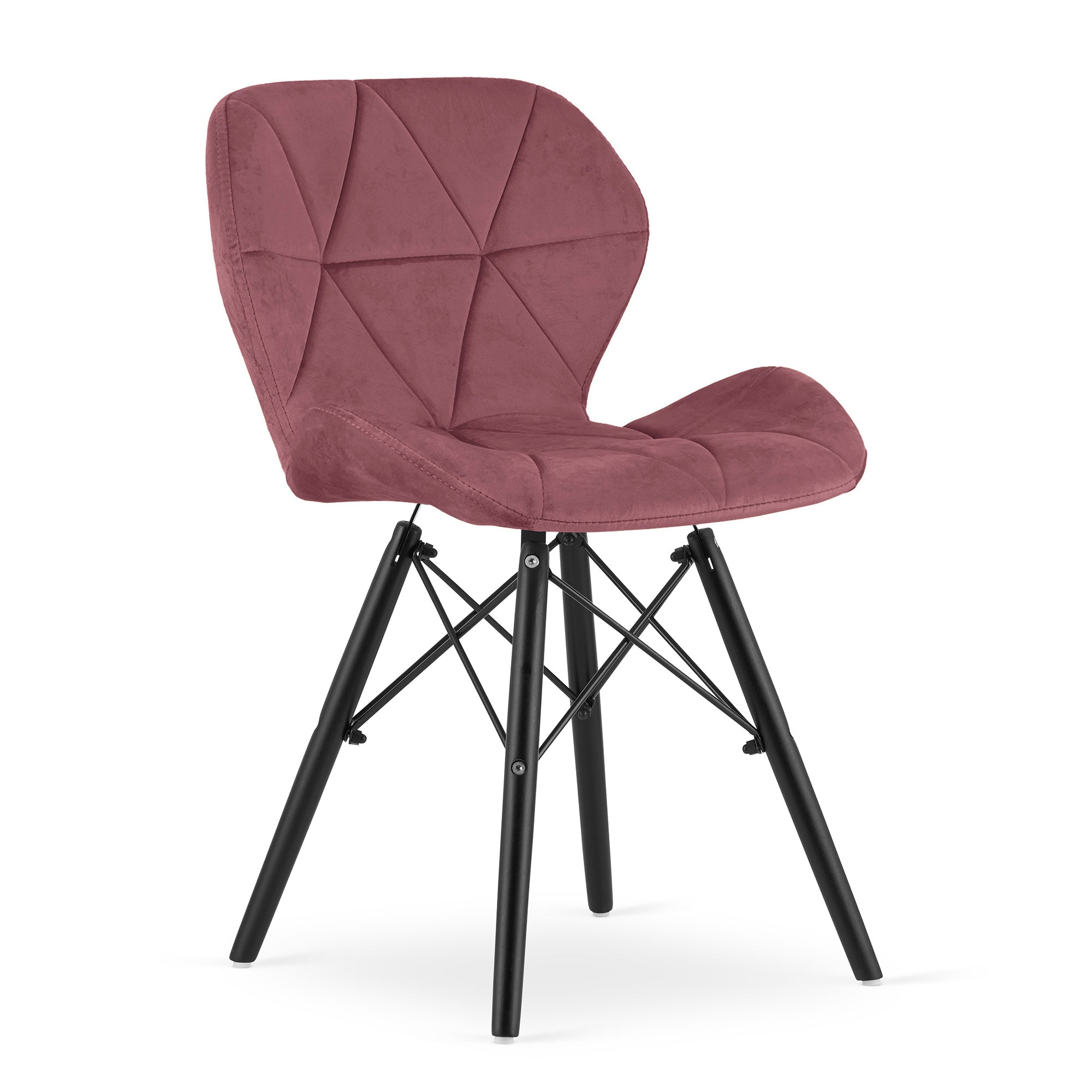 Sedia in velluto VALORA WAKO - Rosa scuro con gambe nere x 3