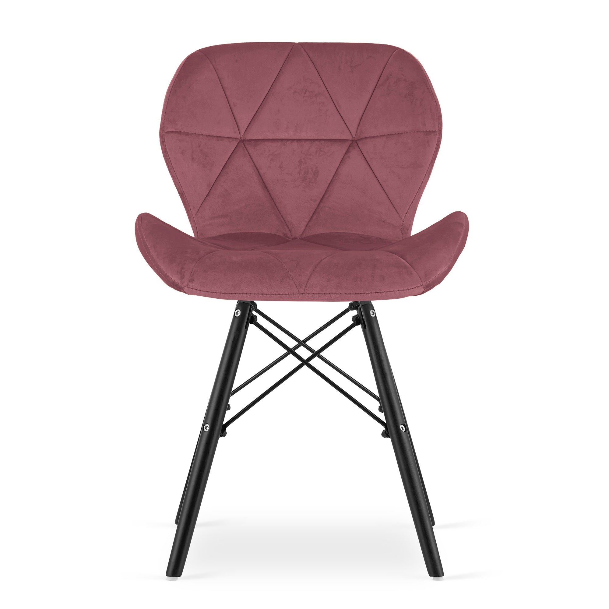 Sedia in velluto VALORA WAKO - Rosa scuro con gambe nere x 3