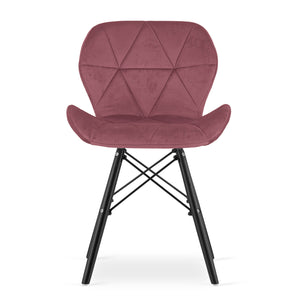 Sedia in velluto VALORA WAKO - Rosa scuro con gambe nere x 3