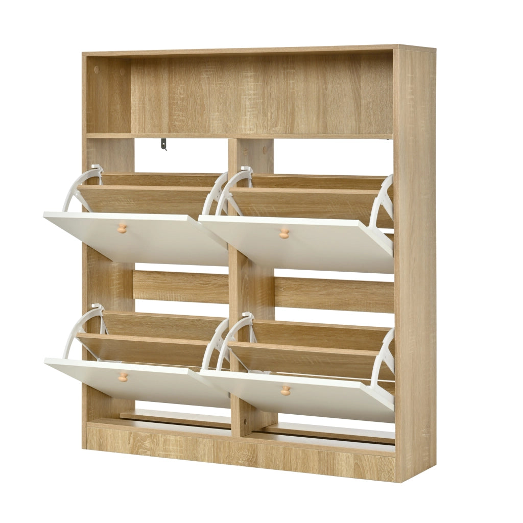 Scarpiera con 4 Ante a Ribalta e Ripiani ¨C Xylo ¨C Legno Bianco, 90x24x104.5 cm