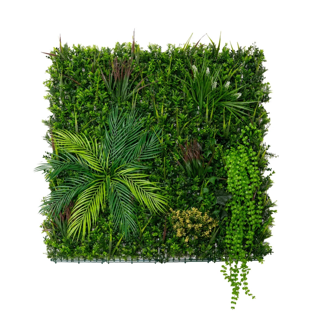Piastrelle da Parete con Piante Artificiali 1m x 1m Pannello Erba Alina per Giardino e Arredo Casa