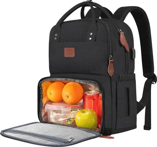 Borsa portatile per laptop da 15,6 pollici con compartimento refrigerato isolato, porta USB e grande spazio di stoccaggio