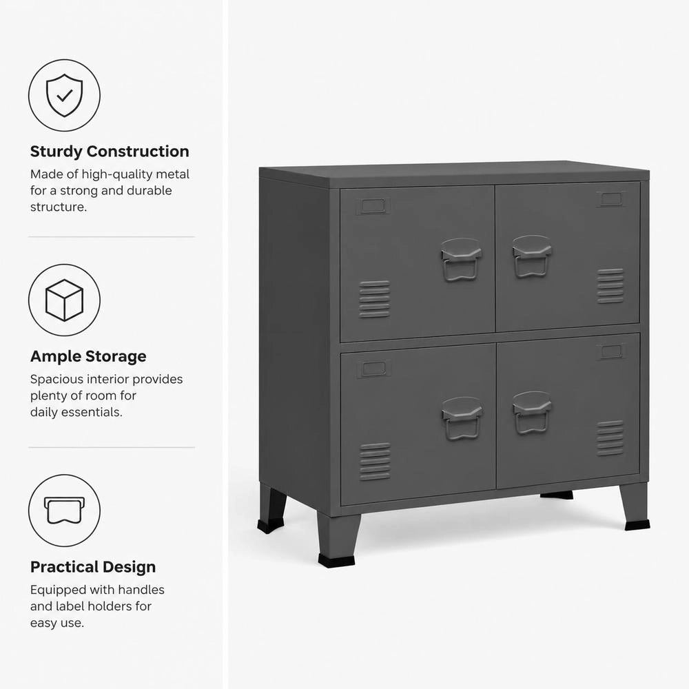 Storage Chest, Industrial Style, Anthracite, 75x40x80 Cm, Steel