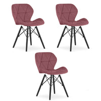 Sedia in velluto VALORA WAKO - Rosa scuro con gambe nere x 3
