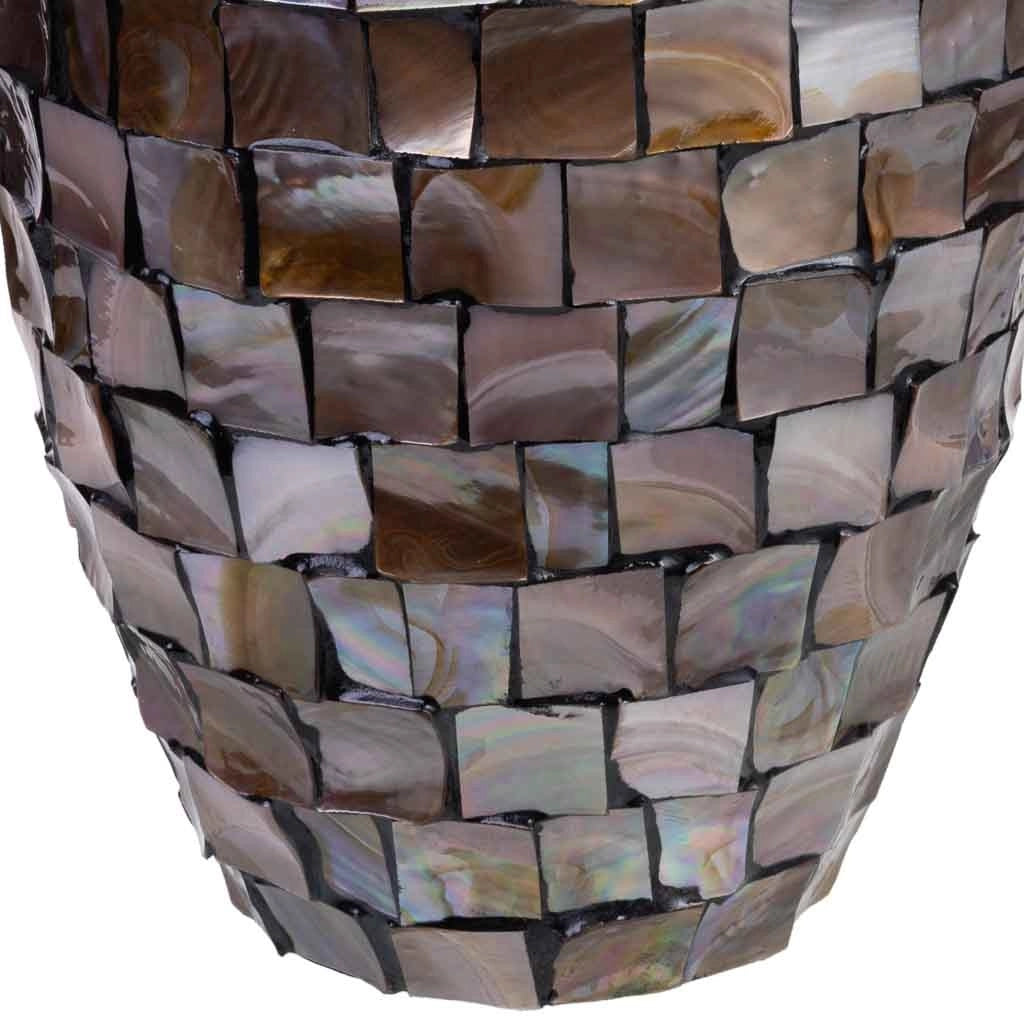 Vaso in madreperla marrone e legno D24x35h cm