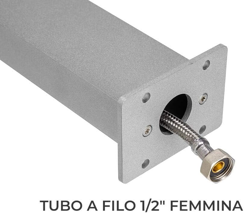 Fontana rettangolare in metallo completa di impianto e rubinetto colore Antracite H82 Cm