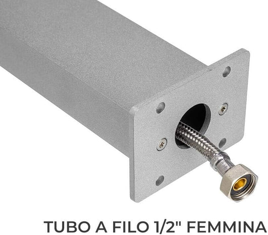 Fontana rettangolare in metallo completa di impianto e rubinetto colore Antracite H82 Cm