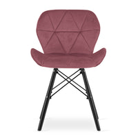 Sedia in velluto VALORA WAKO - Rosa scuro moderno con gambe nere x 4