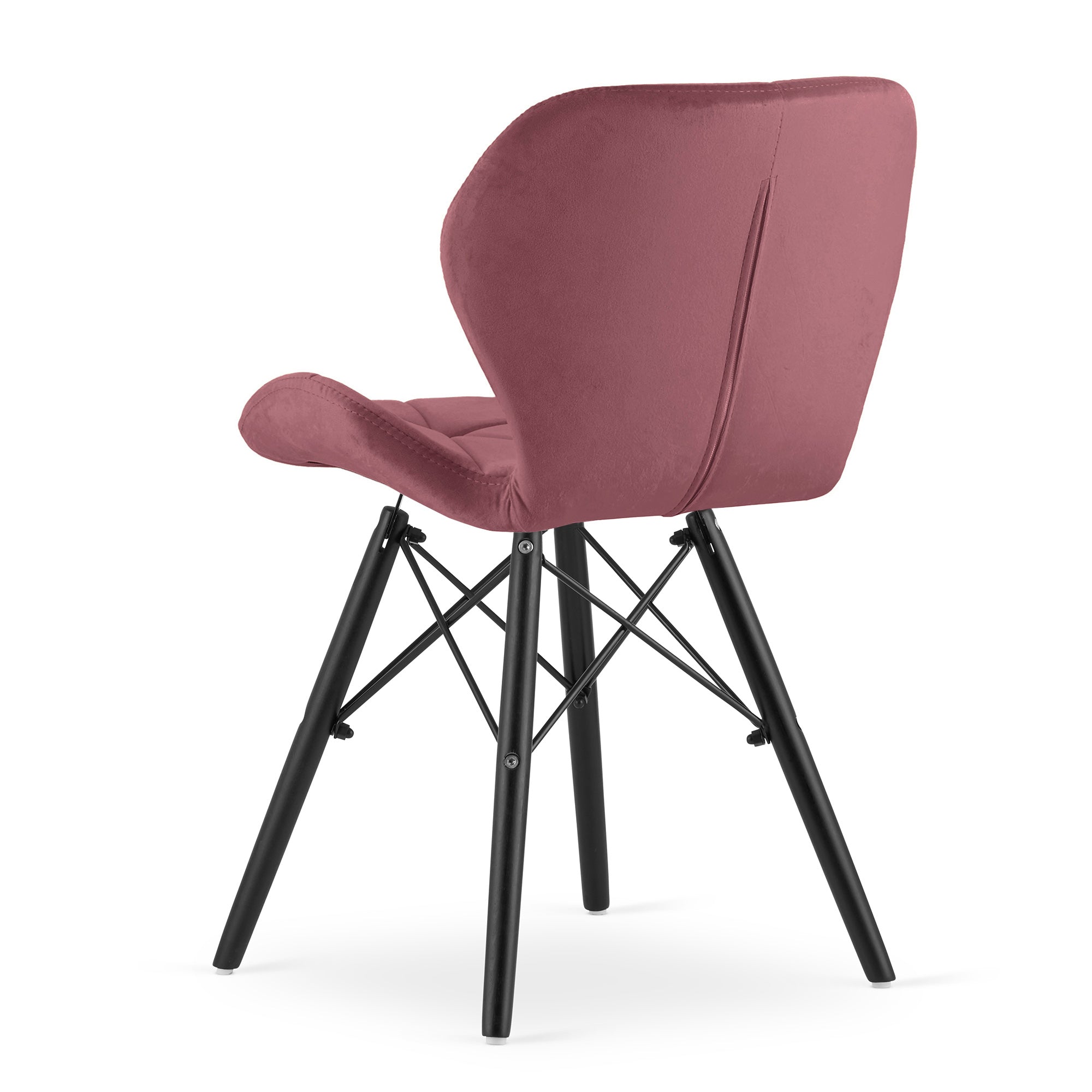 Sedia in velluto VALORA WAKO - Rosa scuro moderno con gambe nere x 4