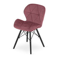 Sedia in velluto VALORA WAKO - Rosa scuro moderno con gambe nere x 4