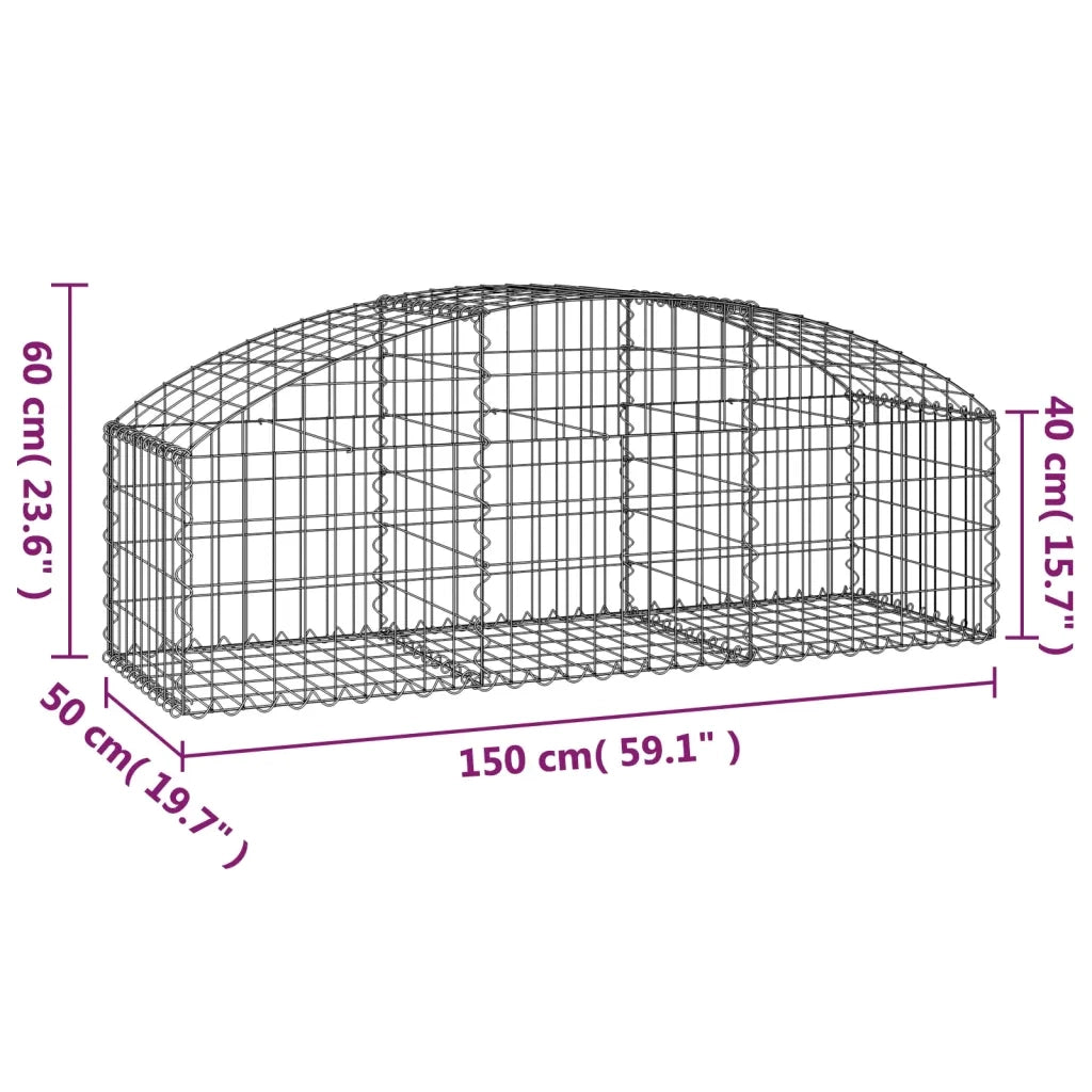 Cesto Gabbione ad Arco 150x50x40/60 cm Ferro Zincato 153452