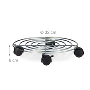 Supporto per piante con ruote e freni portavaso rotondo in metallo 32 cm 13_0002153