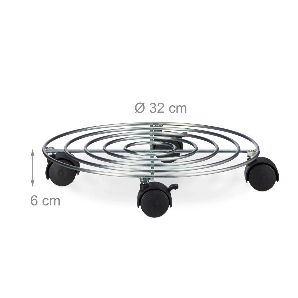 Supporto per piante con ruote e freni portavaso rotondo in metallo 32 cm 13_0002153