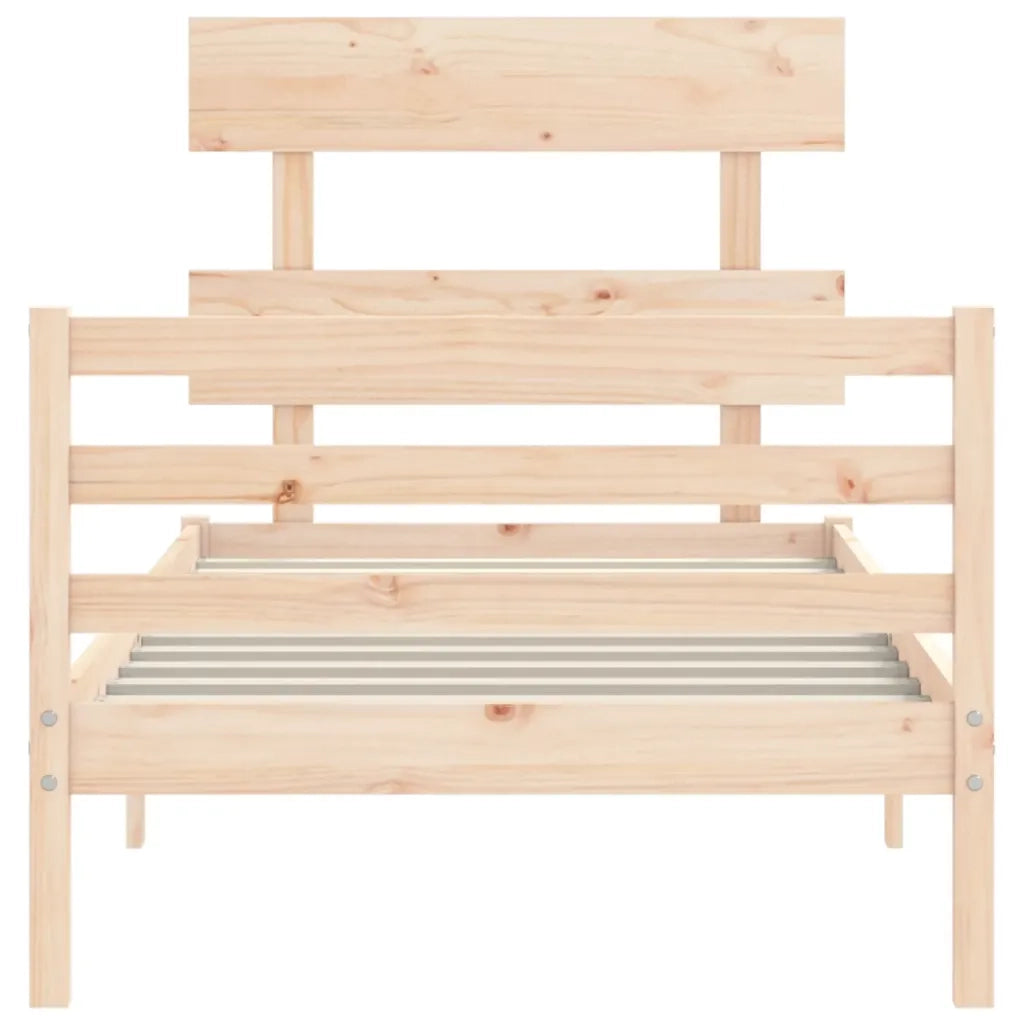 Giroletto con Testiera Single-Struttura Letto in Legno Massello 857475