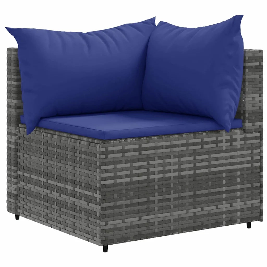 Set Divani da Giardino 7 pz con Cuscini in Polyrattan Grigio 3308191