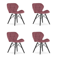 Sedia in velluto VALORA WAKO - Rosa scuro moderno con gambe nere x 4