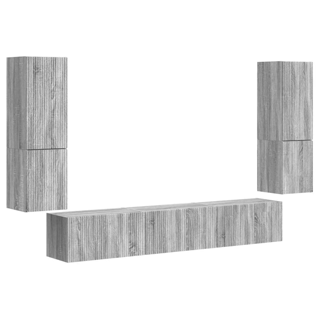 Set mobile TV 4 pcs Grigio Sonoma Legno multistrato