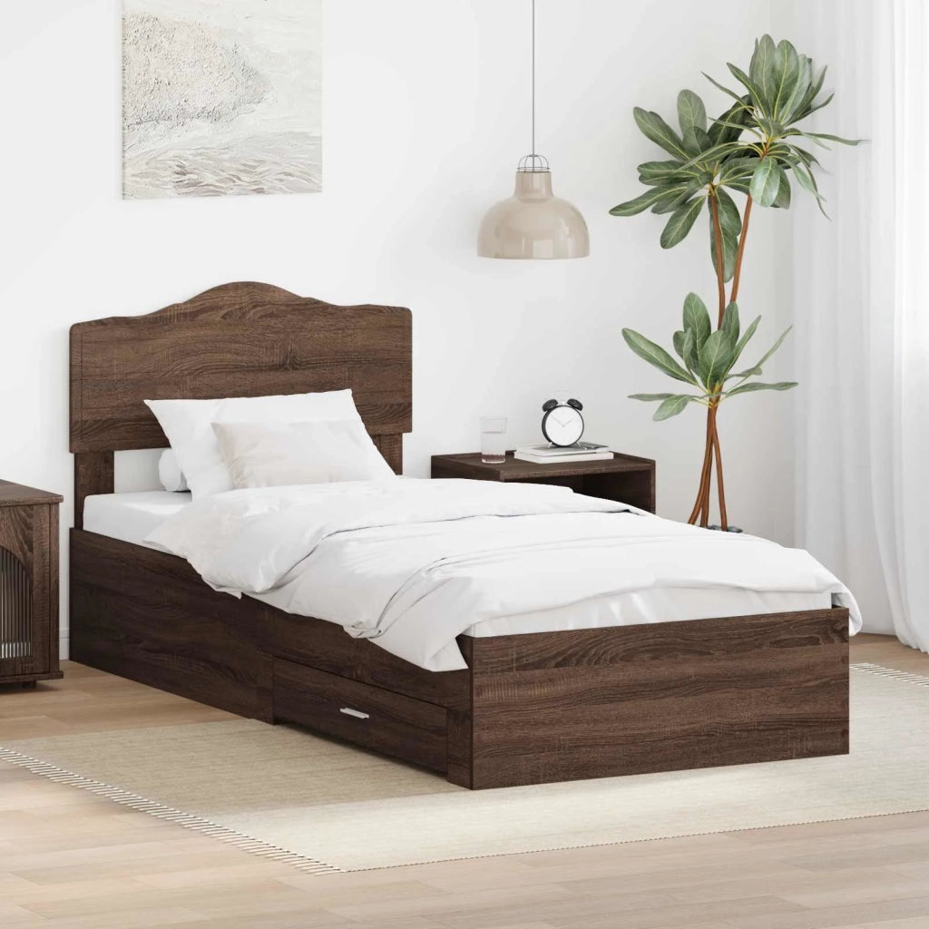 Struttura del letto con testiera Rovere Marrone 70 x 190 cm 3413262