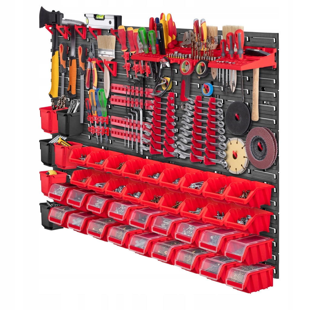 Pannello portautensili KADAX da parete per officina, 116x78 cm, 36 scomparti, 40 supporti, garage.