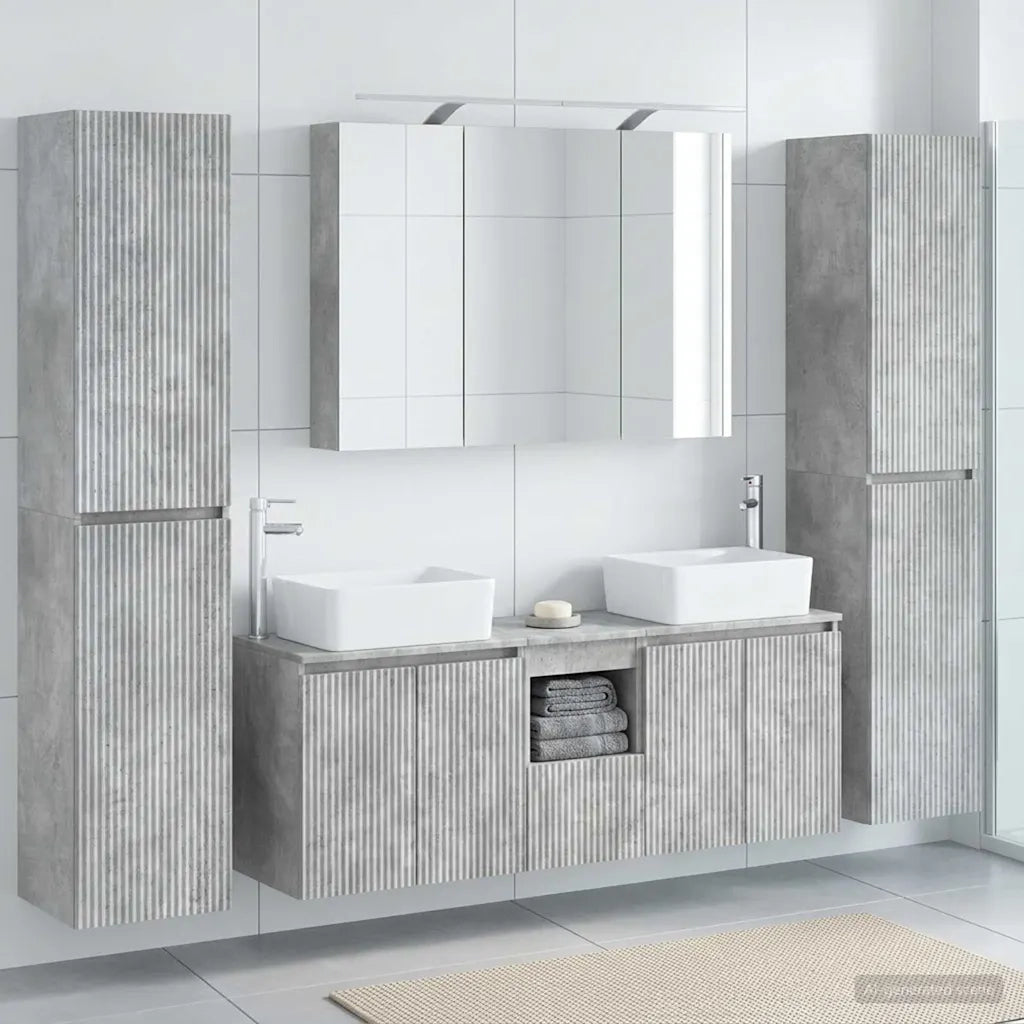 Set di mobili per il bagno 6 pcs Grigio Cemento 3407226
