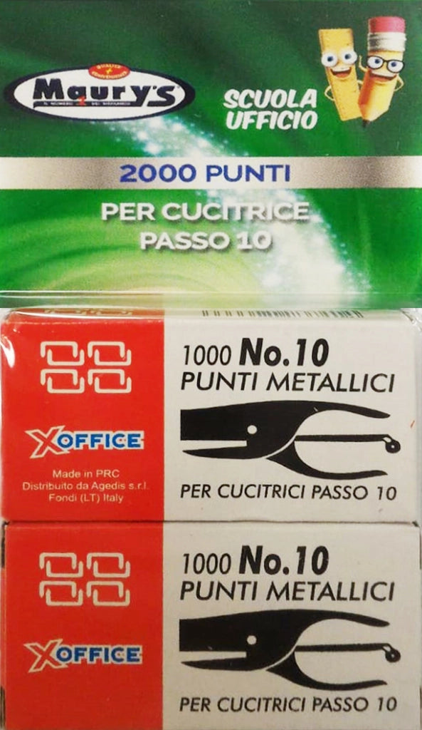 KIT SET 3 PZ MAURY'S 2000 PUNTI METALLICI UNIVERSALI PER CUCITRICE PASSO 10