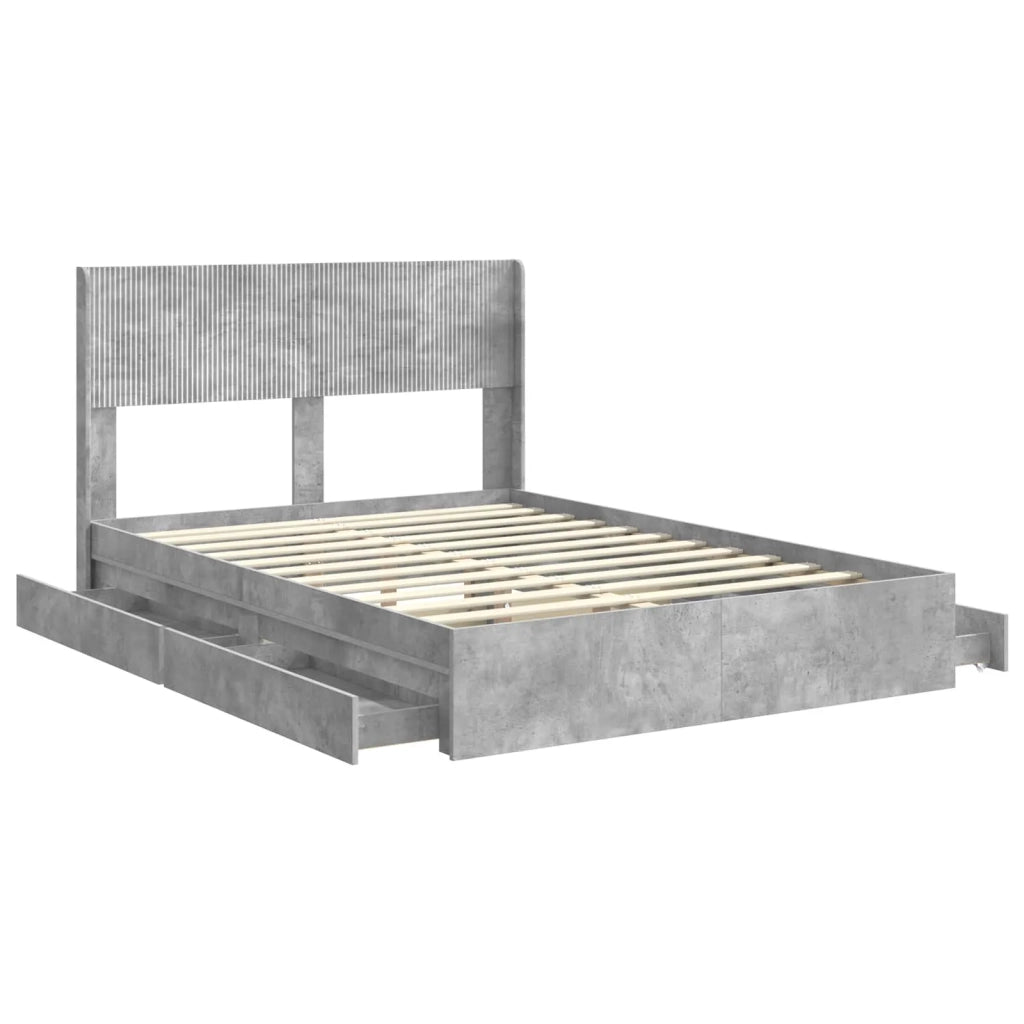 Struttura del letto con stoccaggio e testata-Giroletto con contenitore Grigio Cemento 466161