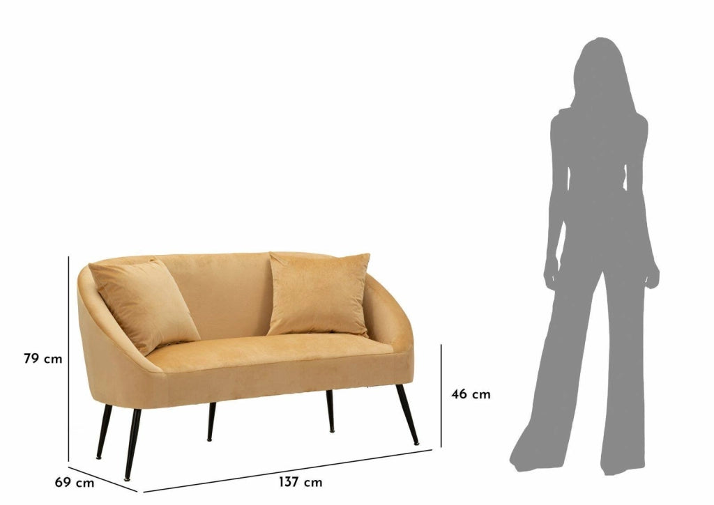 Divano fisso 2 posti Pittari, Sofà dritto, Divanetto per salotto, Poltrona matrimoniale, 137x69 h79 cm, Marrone e Nero