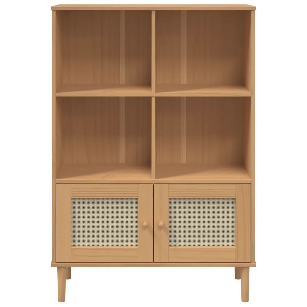 Credenza SENJA Aspetto Rattan Marrone 90x35x130 cm Legno Pino 358061