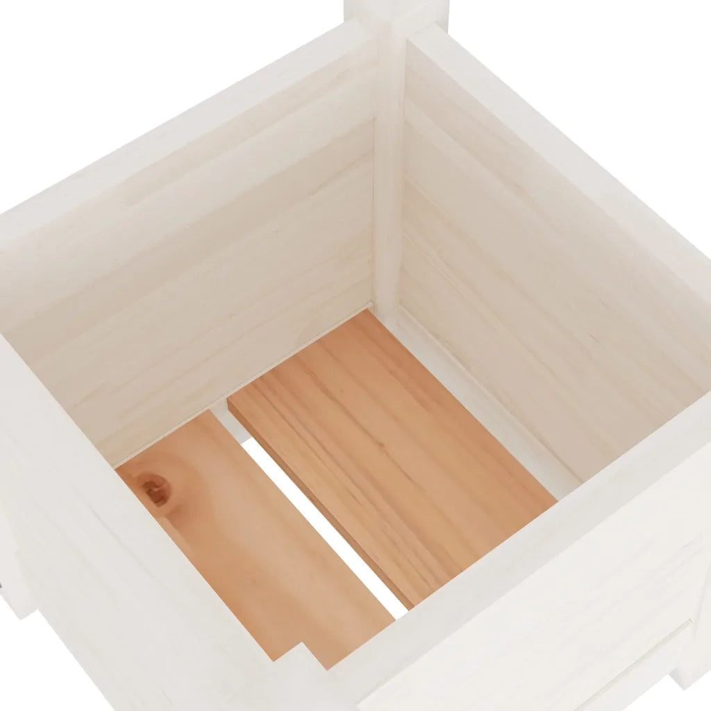 Fioriera | Cassetta per fiori | Vaso da Giardino Bianca 31x31x31 cm Legno Massello di Pino