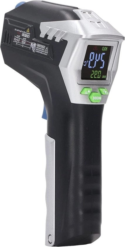 Termometro con schermo LCD - Registrazione dei dati - Spegnimento automatico - Indicazione del livello di batteria basso - Termometro infrarosso estremamente preciso - Grande selezione di tester - Detector.