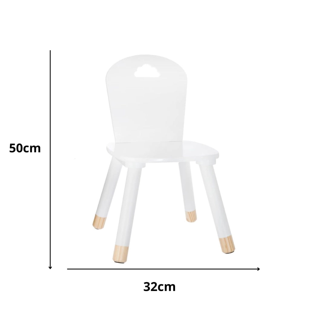 OWIJI Sedia Bambini Legno Schienale Bianca Anti Scivolo Dimensioni 32 x 31,5 x 50 cm Leggera Versatile Cameretta Cucina Stanza Giochi